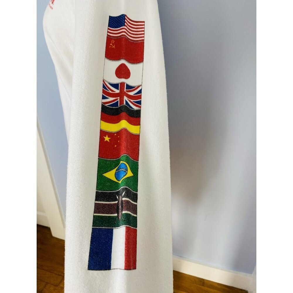 Vintage CNN Crewneck Sweatshirt Flag Sleeve Mens Large Cable News Cotton 90s USA - Picture 4 of 12